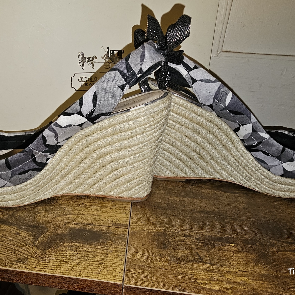 COACH MARITZA Platform Espadrilles WEDGE SANDALS PEEP TOE size 8.5 - Picture 5 of 7